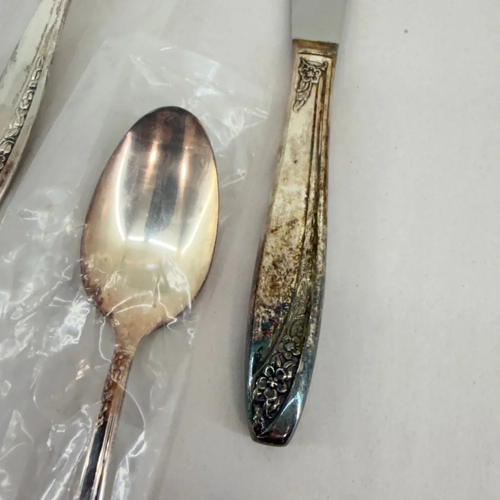 Wm Rogers Starlight Rose Silverplate (4) 6 Pc Place Setting Flatware Lot Vintage